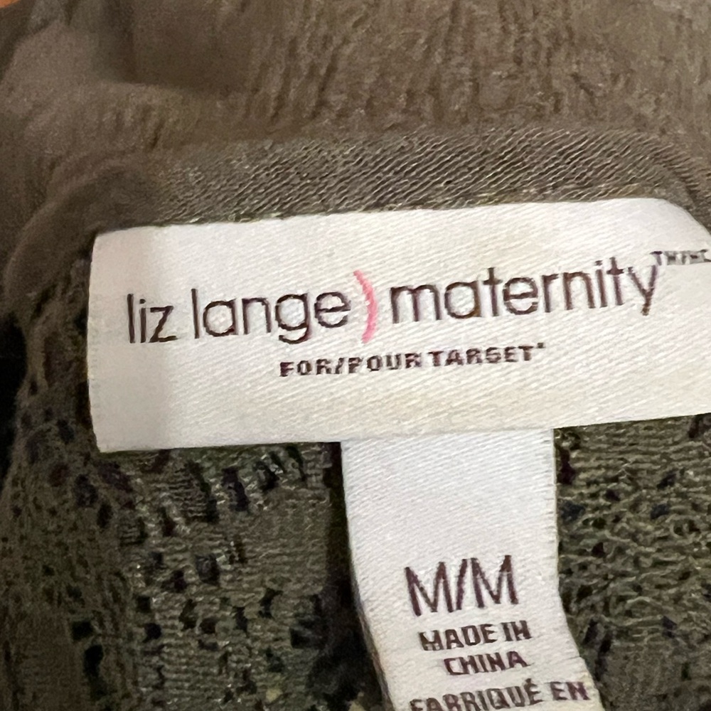 Liz Lange Maternity Olive Green Crochet Boho Top – Size M - Picture 6 of 7